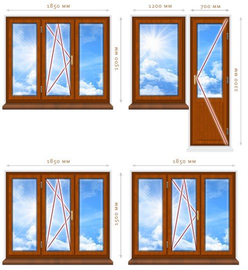 Оконные конструкции в трехкомнатной квартире